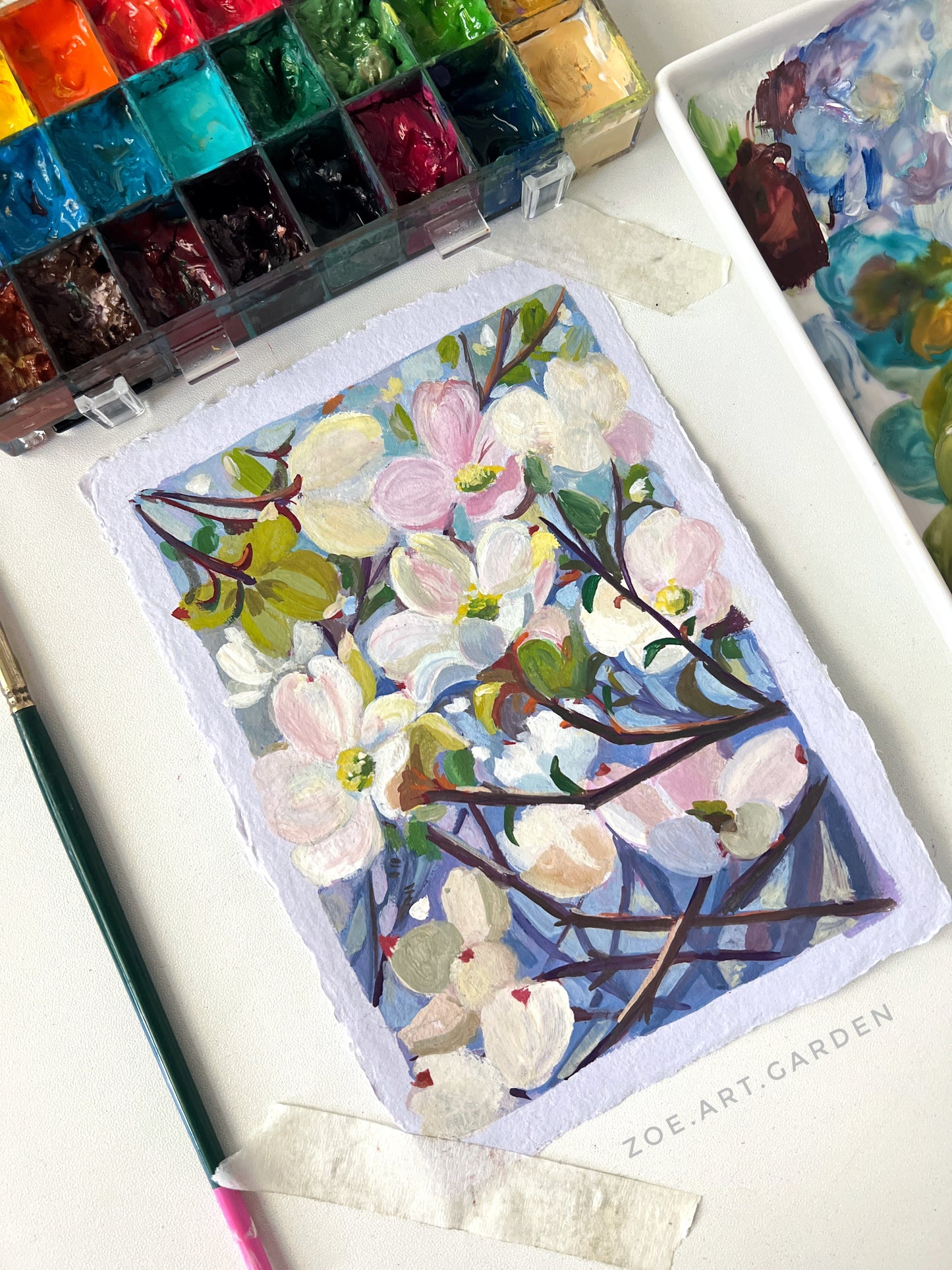 Dogwood Blossom – Spring Flower Painting- 5x7"