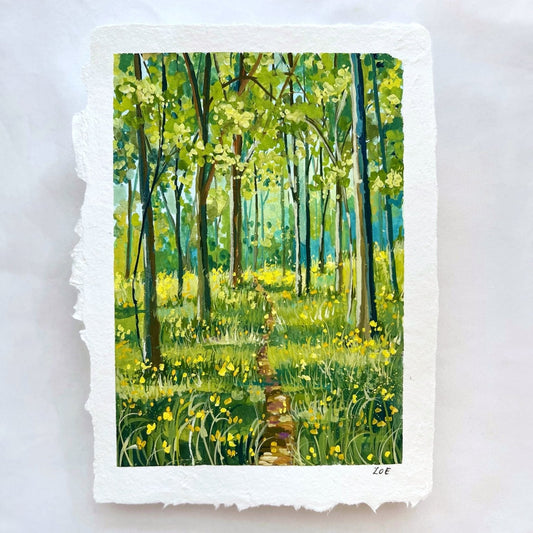 Spring Forest- Original Gouache painting