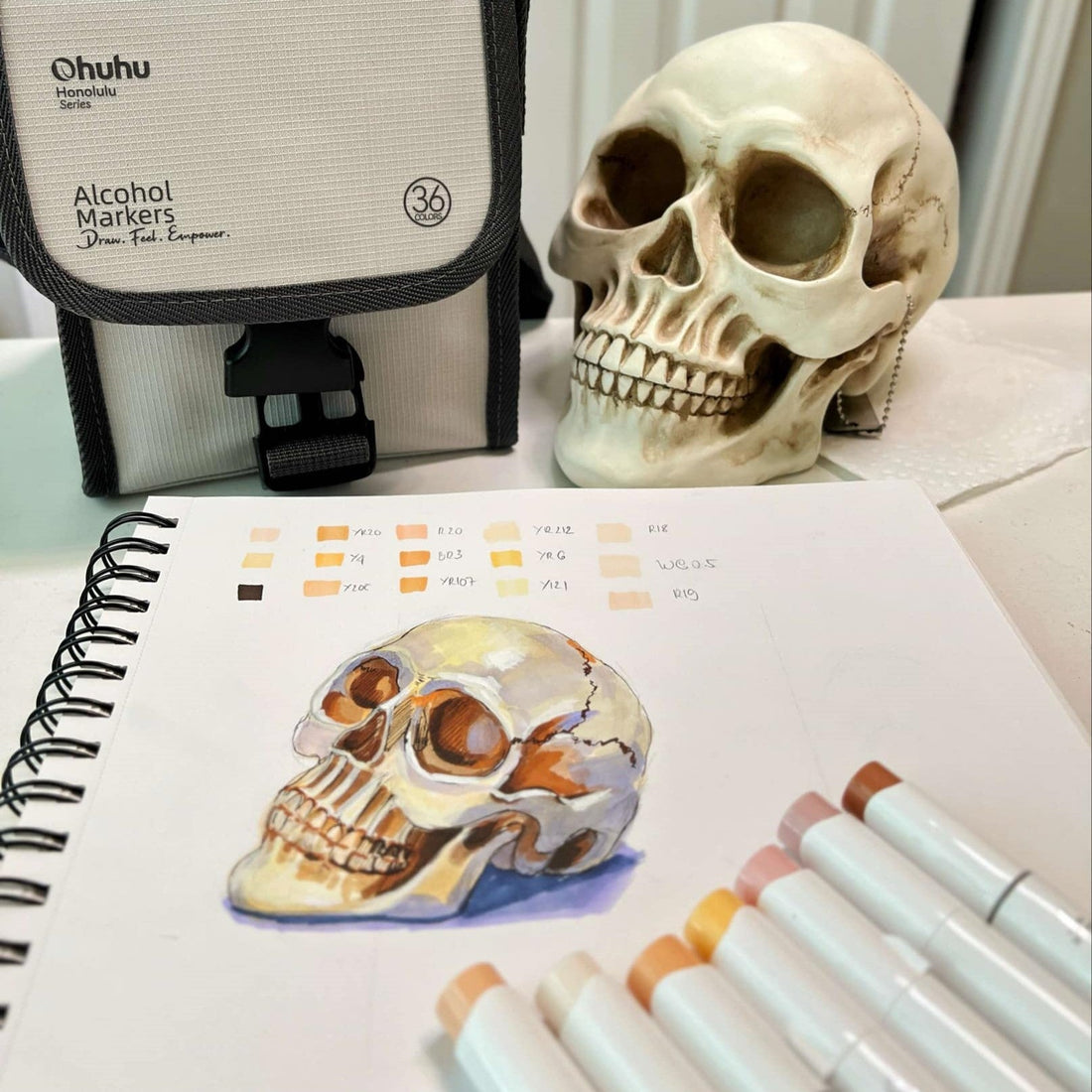 HOW TO DRAW AN EASY SKULL WITH MARKERS - TUTORIAL - Zoe Art Garden