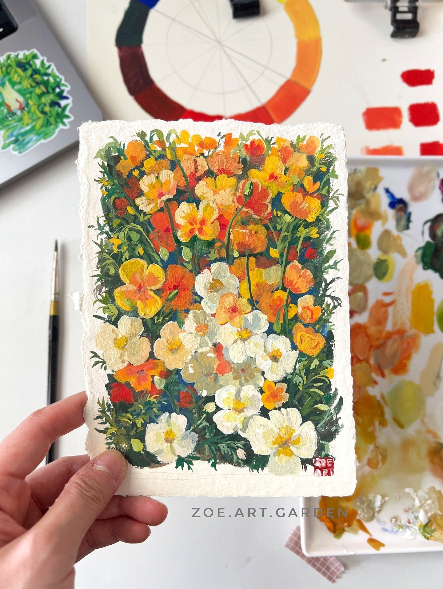 California Poppy – Original Flower Painting 5x7"