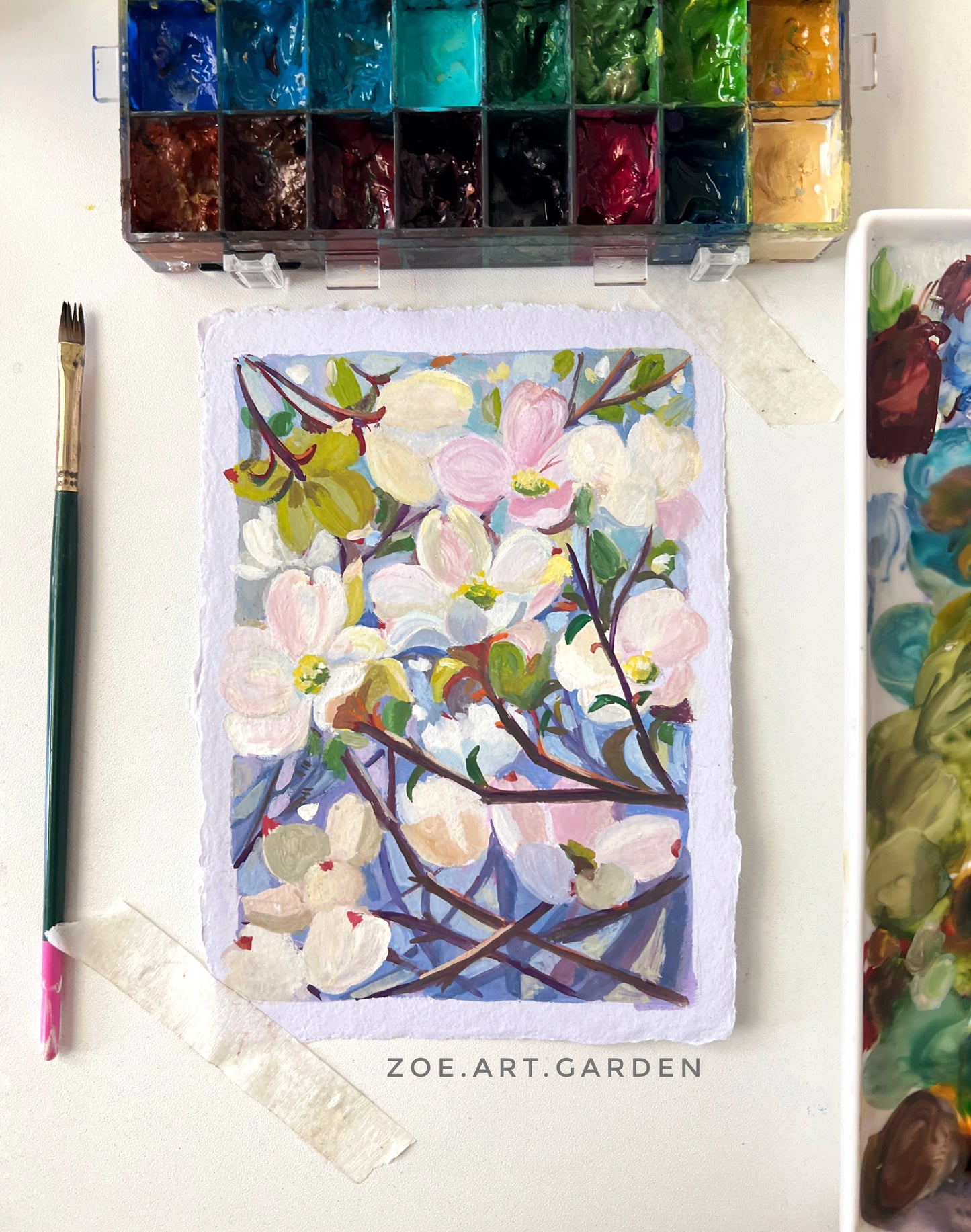 Dogwood Blossom – Spring Flower Painting- 5x7"