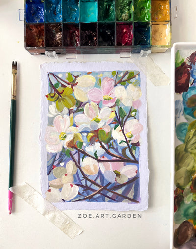 Dogwood Blossom – Spring Flower Painting- 5x7"