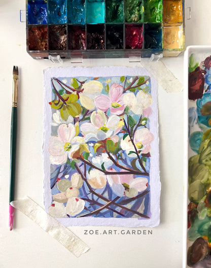 Dogwood Blossom – Spring Flower Painting- 5x7"