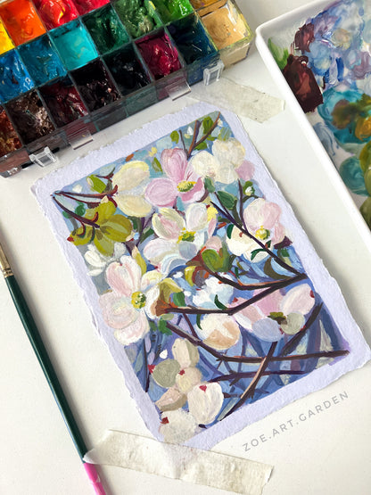 Dogwood Blossom – Spring Flower Painting- 5x7"