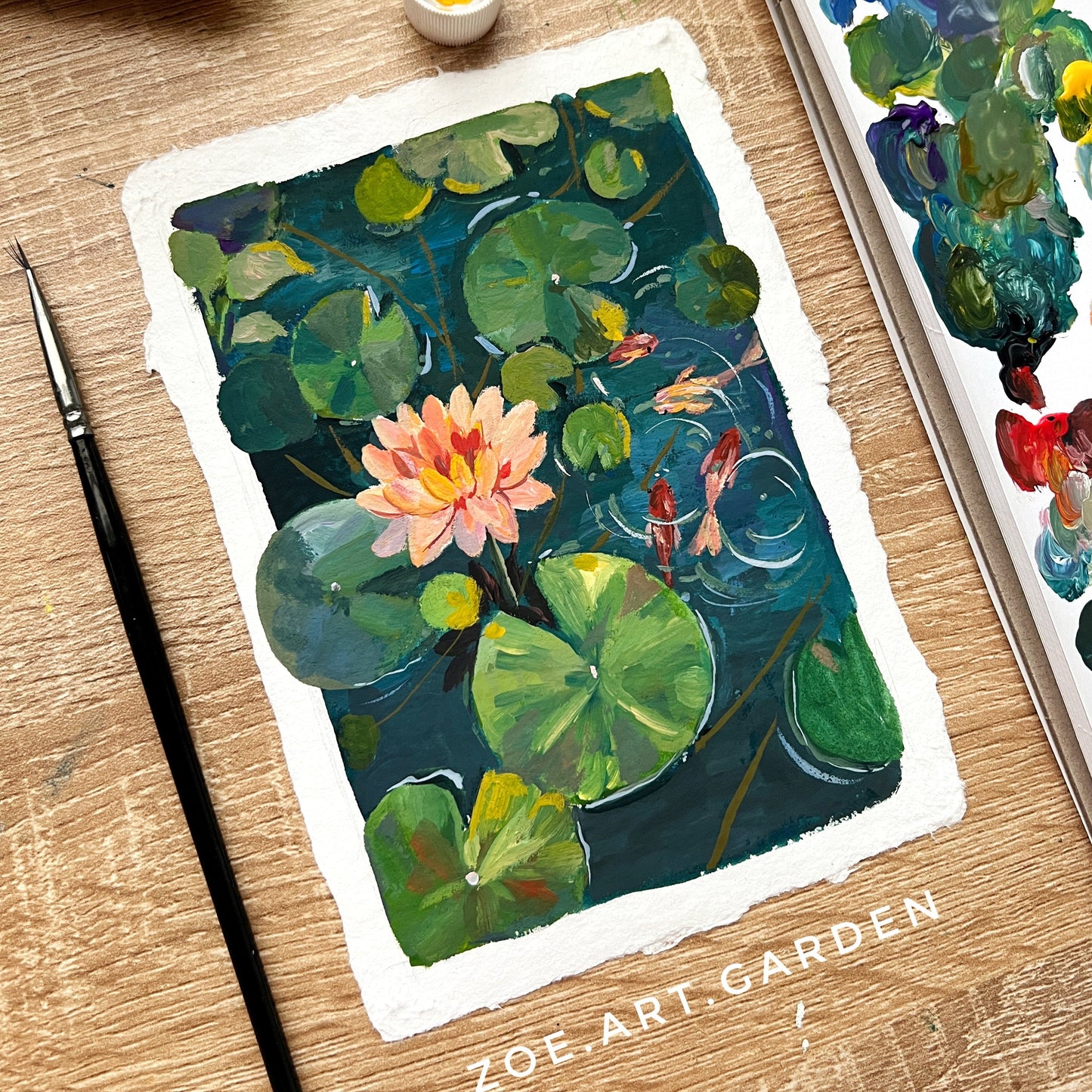 Lotus pond study I- Original gouache painting