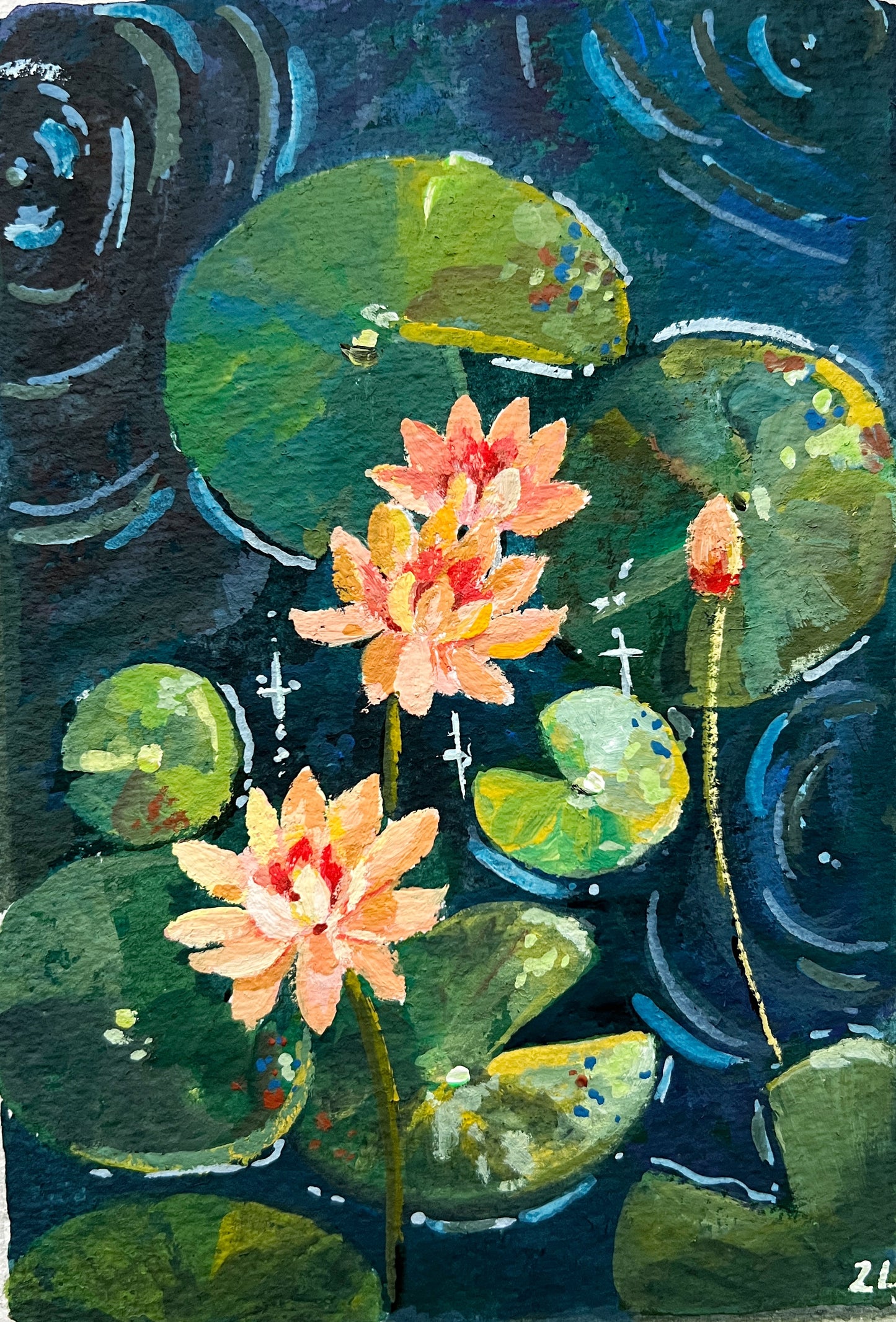 Lous pond study II- Original gouache painting