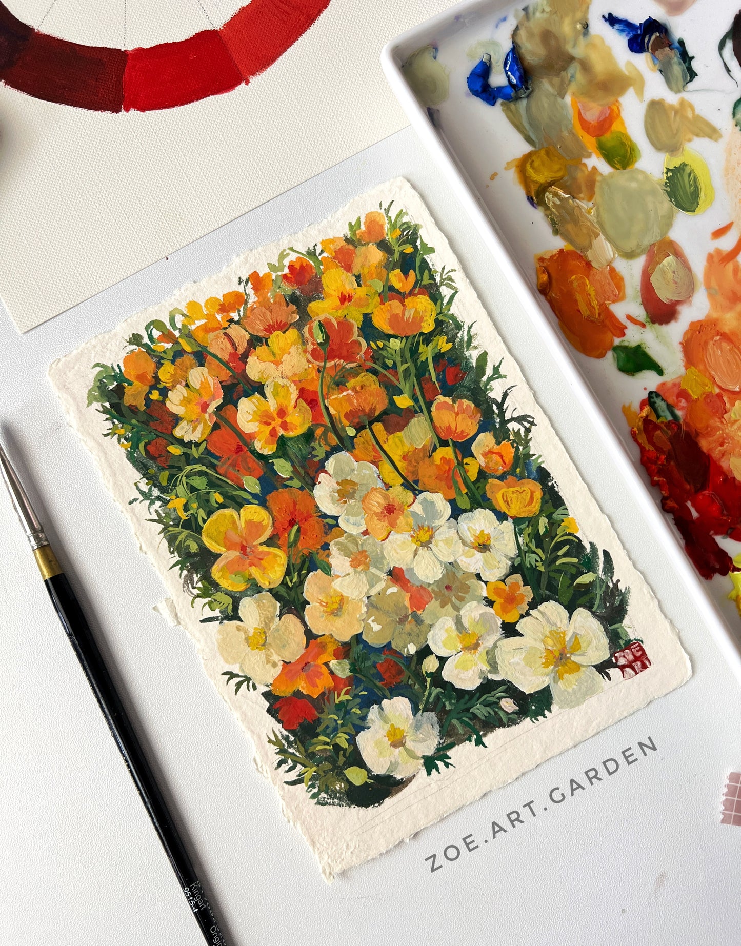 California Poppy – Original Flower Painting 5x7"