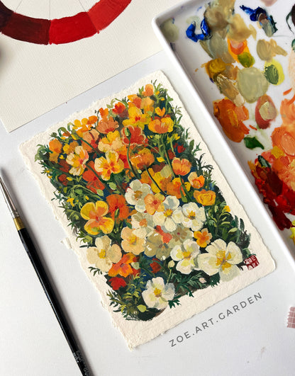 California Poppy – Original Flower Painting 5x7"