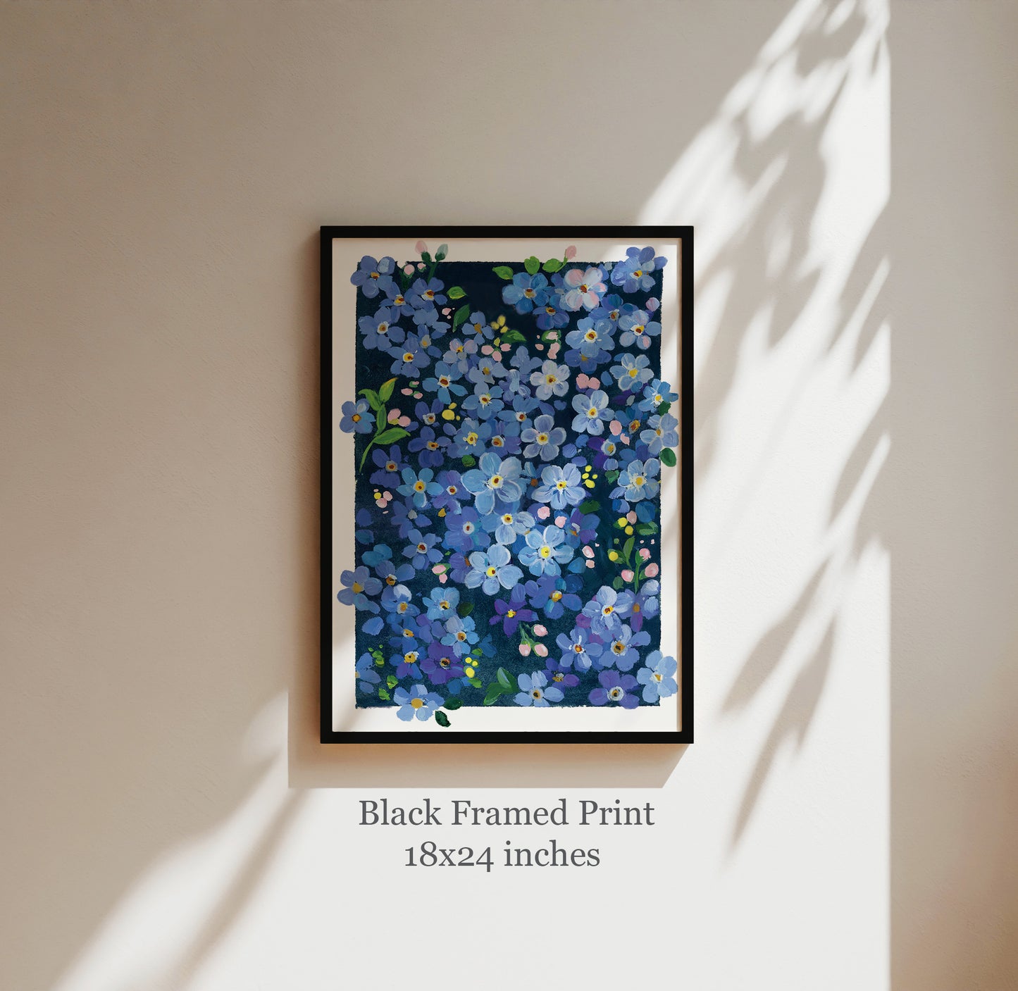 Forget-Me-Not Flower Wall Art | Gouache Art Print | Blue Botanical Print