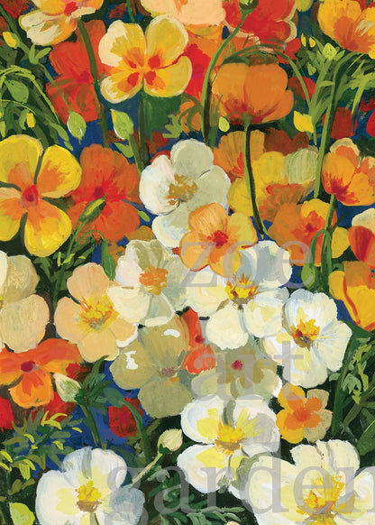 Golden California Poppy Flower- Gouache art print flower