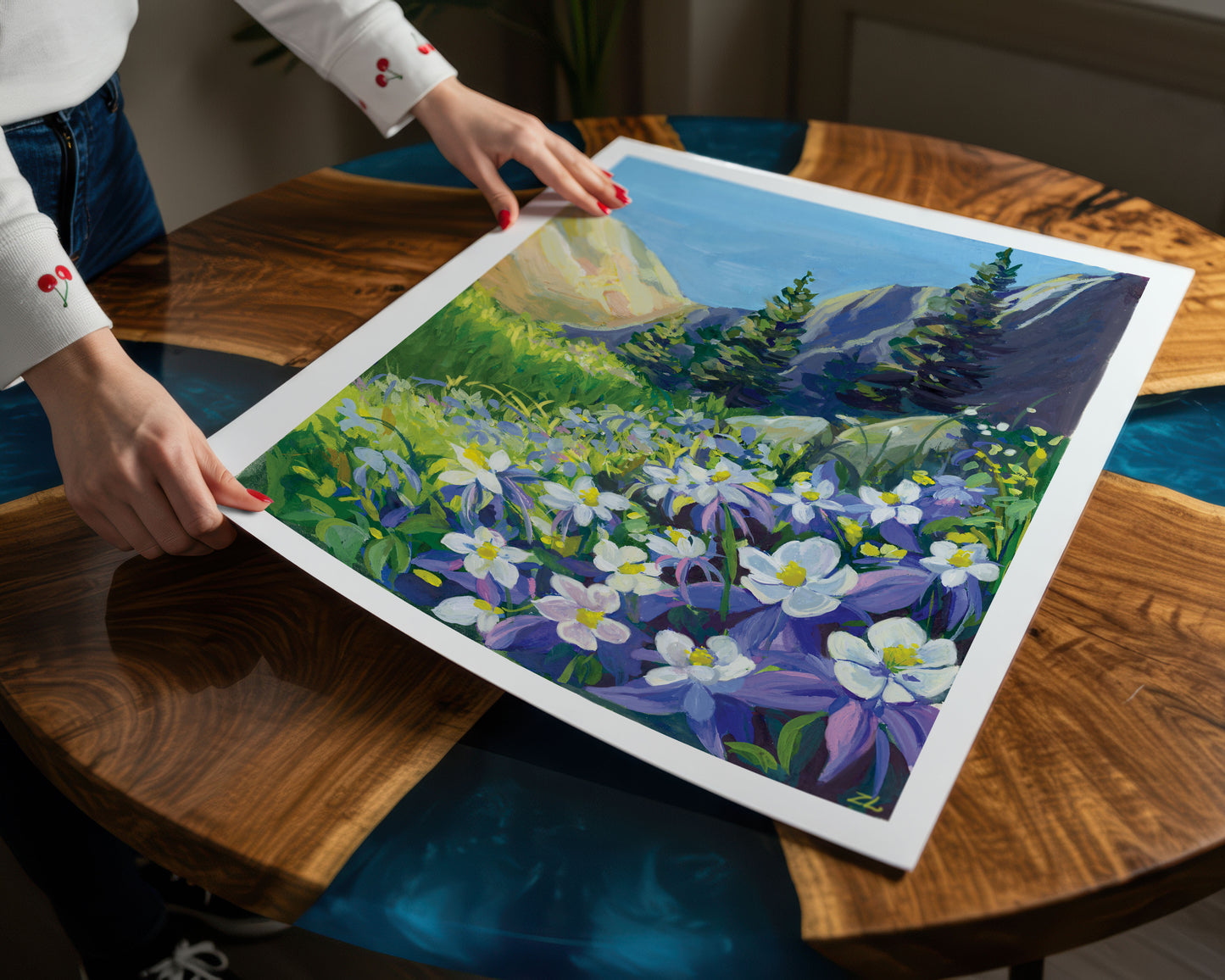 Mountain Landscape in Colorado- Gouache art print landscape