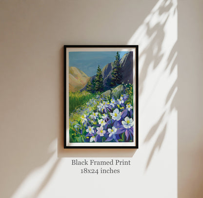 Mountain Landscape in Colorado- Gouache art print landscape