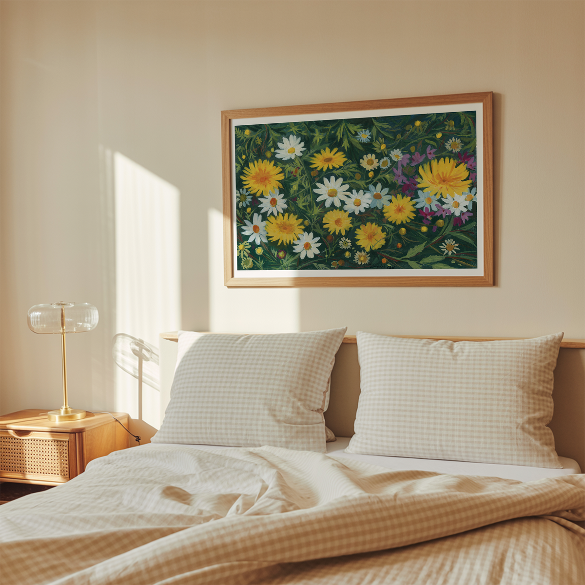 Daisy Wildflower Art Print, White and Yellow Daisy Flower Painting