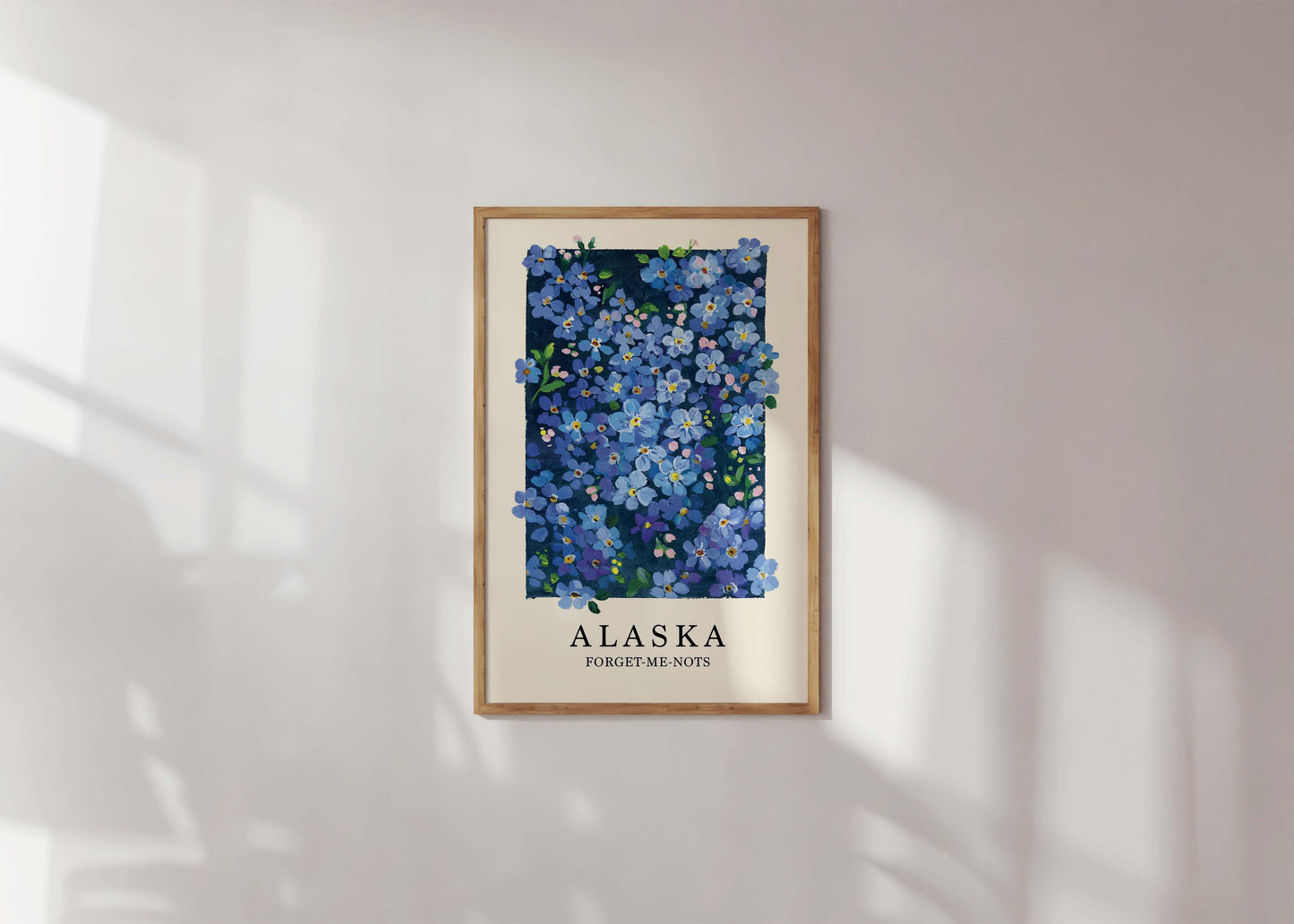 Forget-me-nots gouache painting- Alaska's state flower- Gouache art print