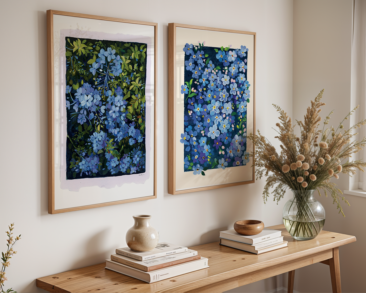 Forget-Me-Not Flower Wall Art | Gouache Art Print | Blue Botanical Print