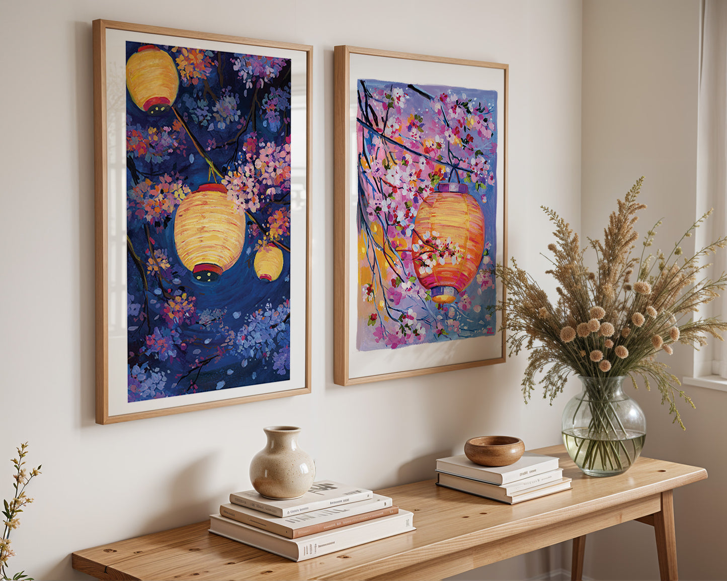 Midnight Blossom Lanterns – Night Garden Art Print
