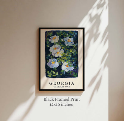 Georgia Cherokee Rose – State Flower Poster Art Print