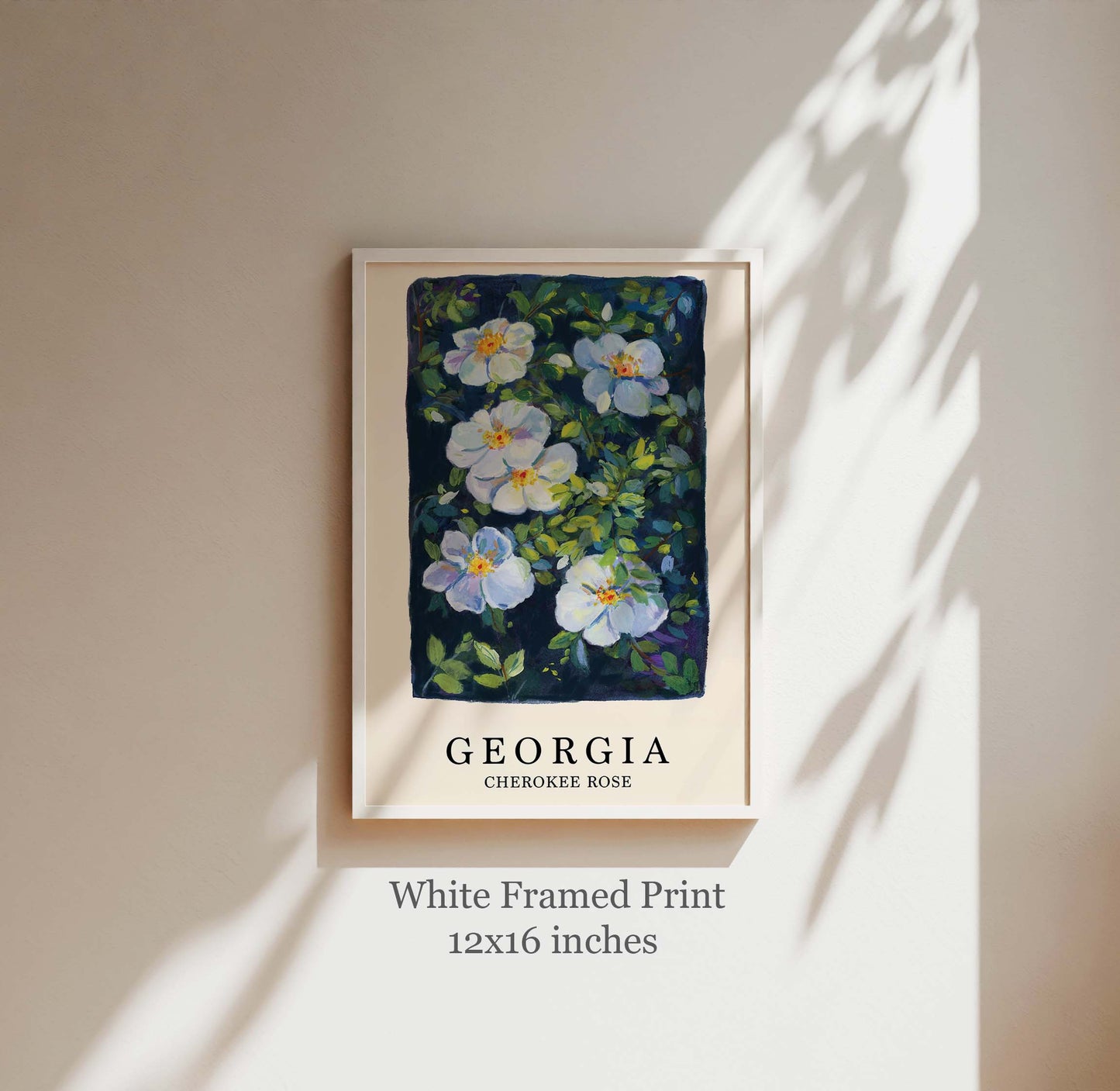 Georgia Cherokee Rose – State Flower Poster Art Print