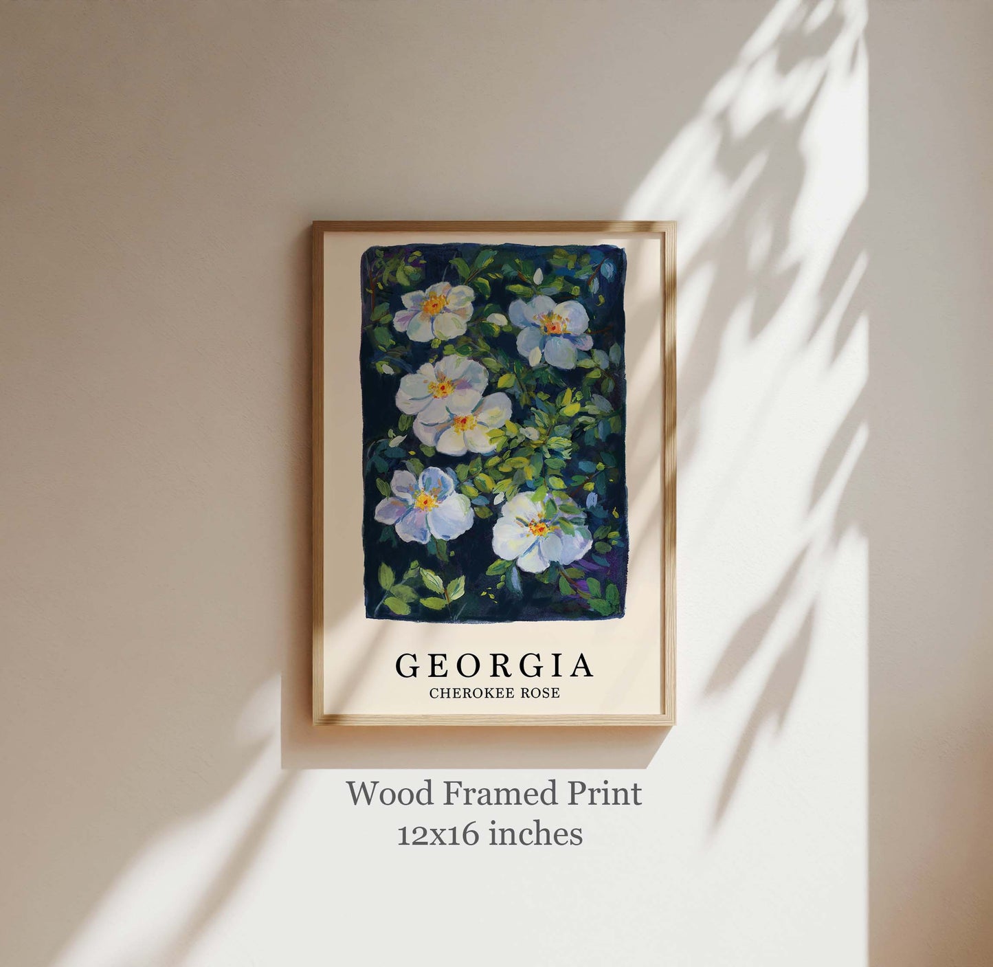 Georgia Cherokee Rose – State Flower Poster Art Print