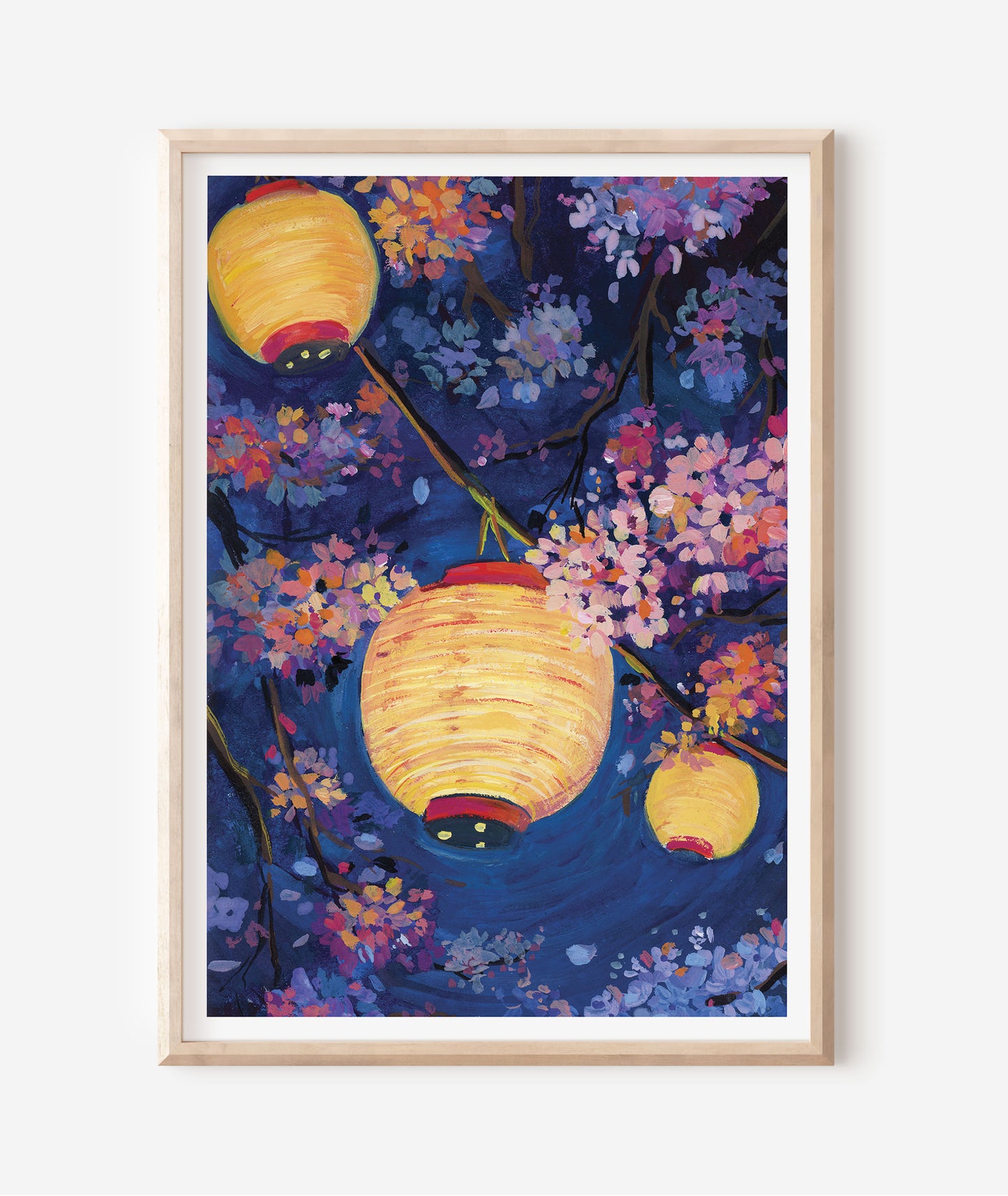 Midnight Blossom Lanterns – Night Garden Art Print