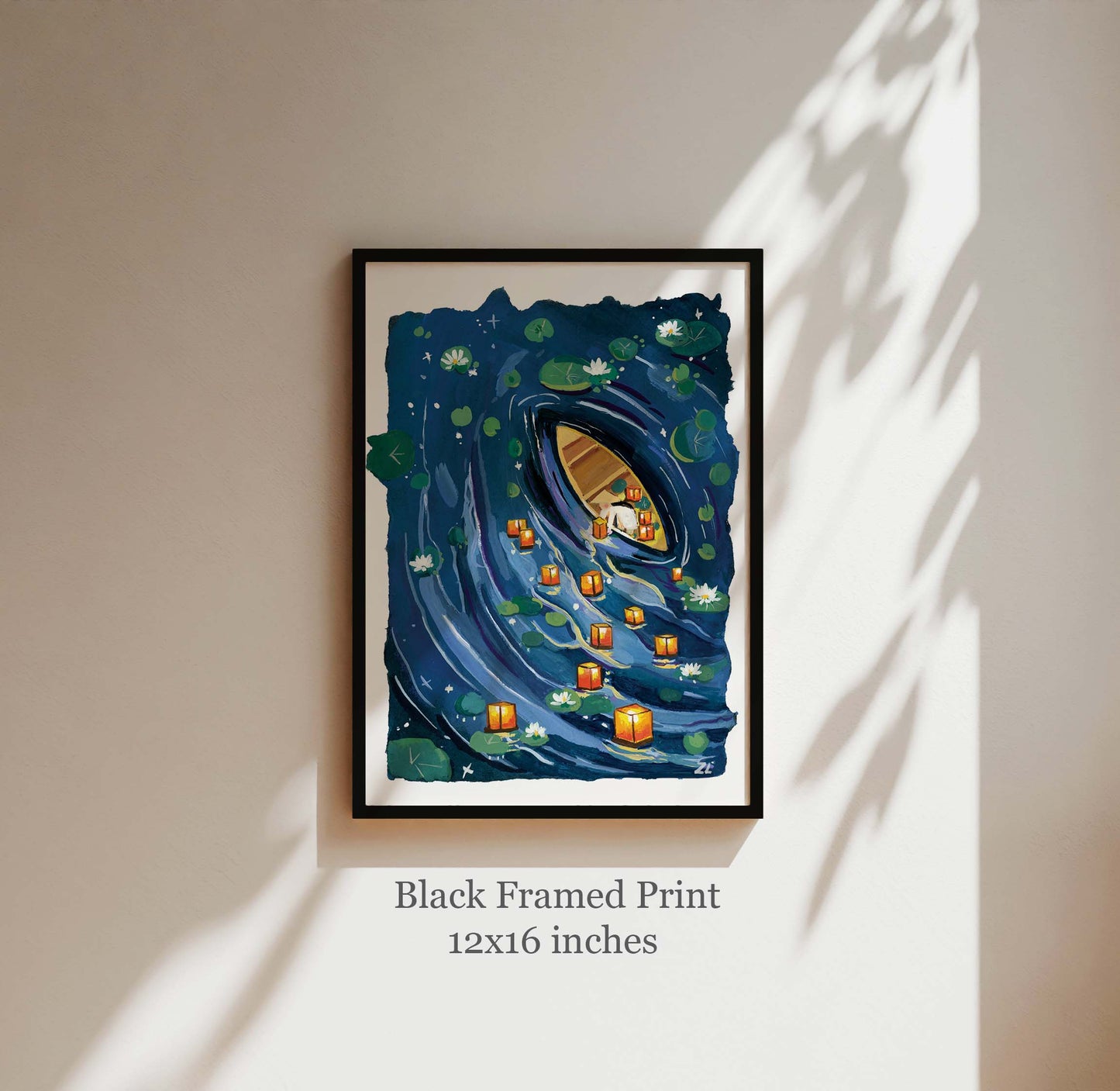 Floating Lantern River – Wishing Light Art Print