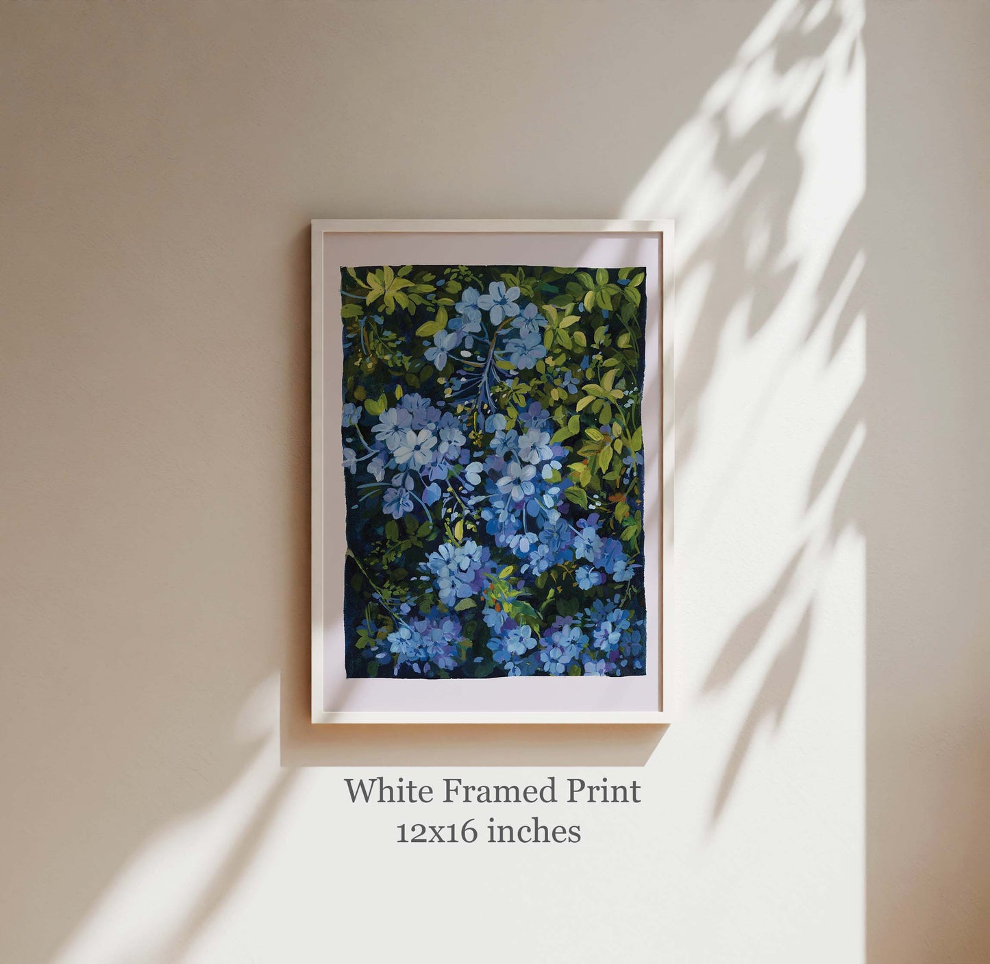 Blue Leadwort Flower Art Print: Botanical Gouache Painting