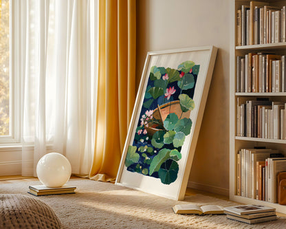 Zen series No.4- The Flower Boat- Gouache art print