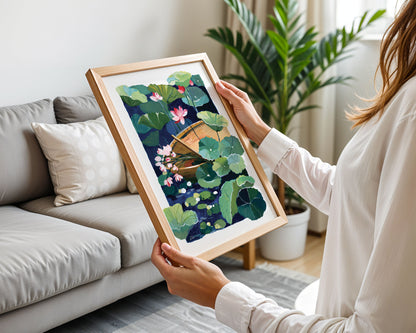Zen series No.4- The Flower Boat- Gouache art print