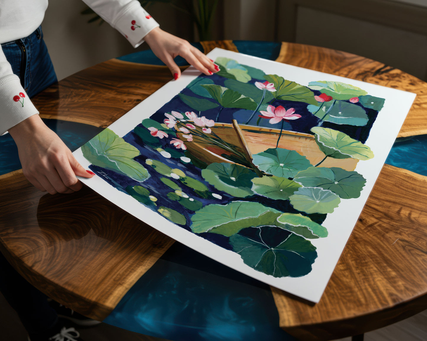Zen series No.4- The Flower Boat- Gouache art print