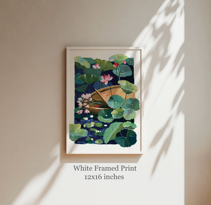 Zen series No.4- The Flower Boat- Gouache art print
