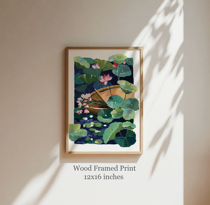Zen series No.4- The Flower Boat- Gouache art print
