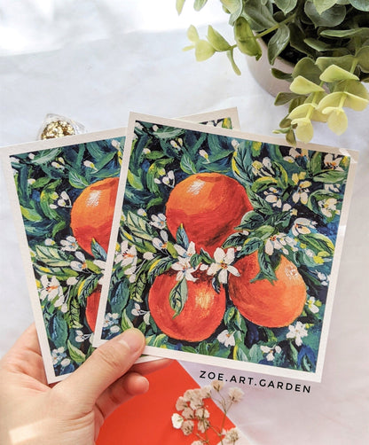 Energetic orange art- Square fruit art print