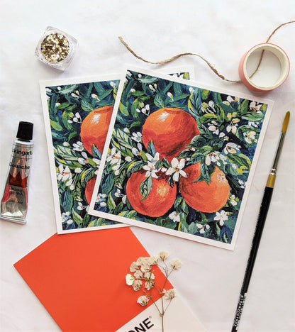 Energetic orange art- Square fruit art print
