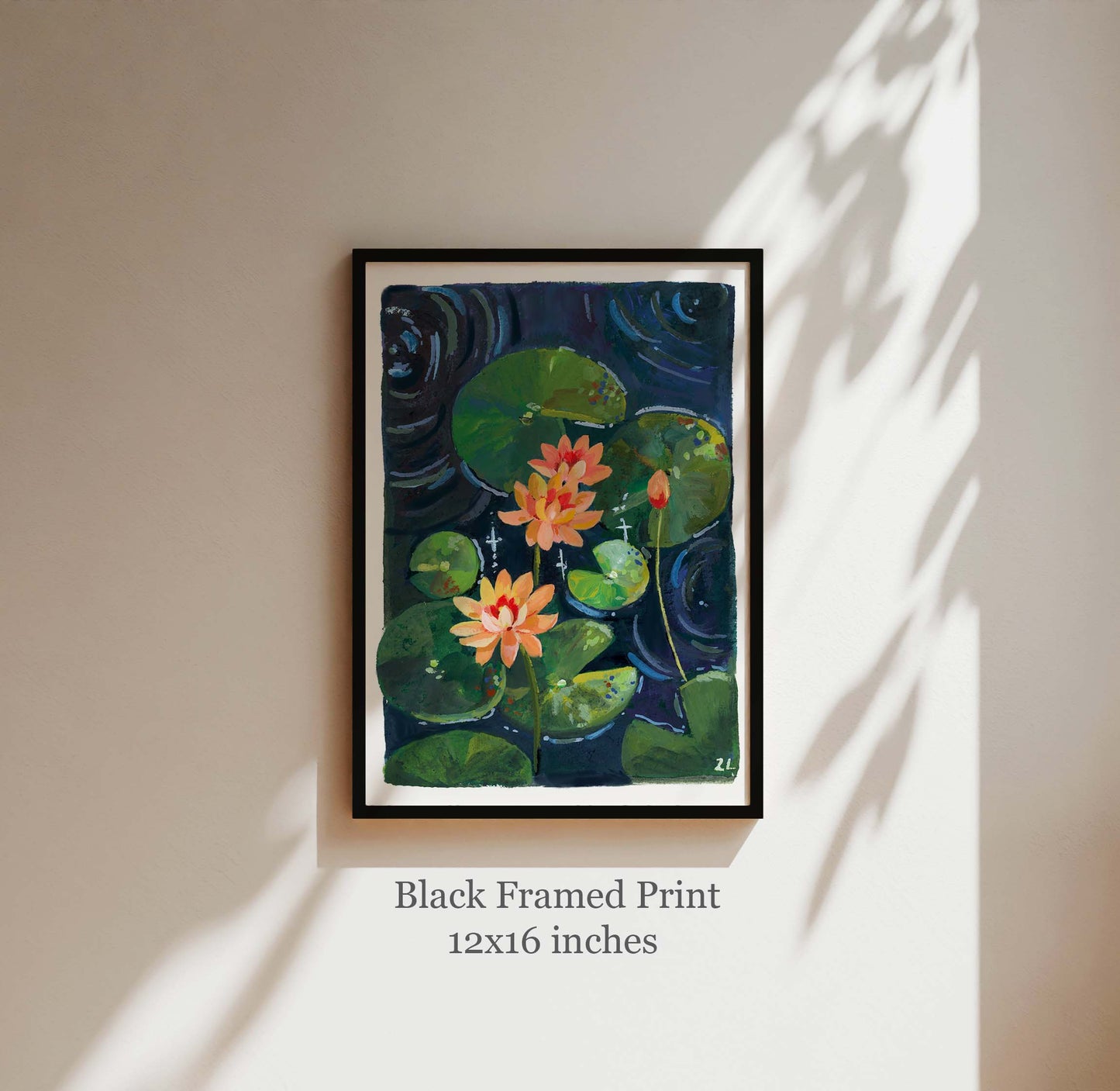 Coral Lotus Pond Art – Vibrant Gouache Print for Good Vibes