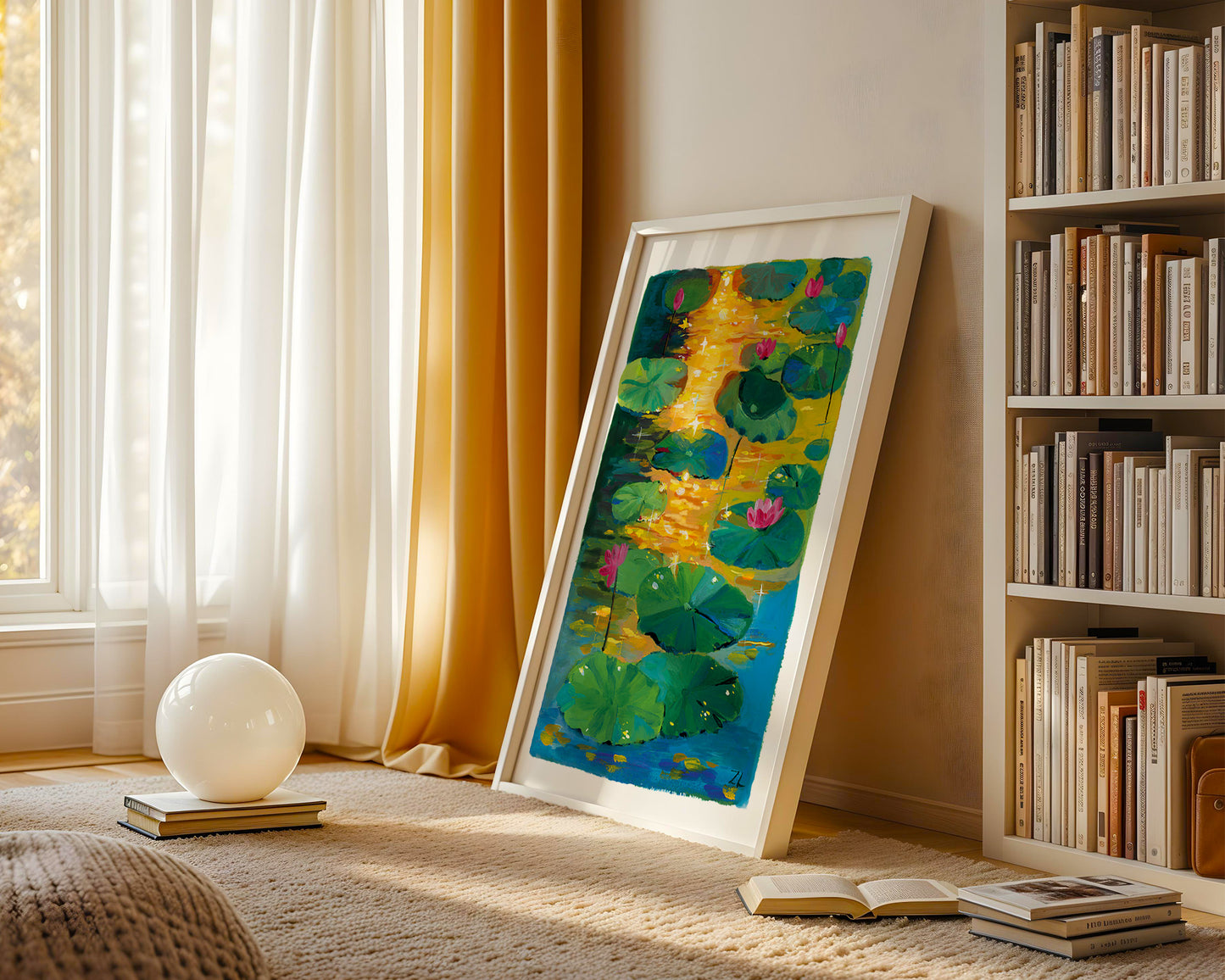 Lotus Pond at Sunset – Glowing Nature Art Print