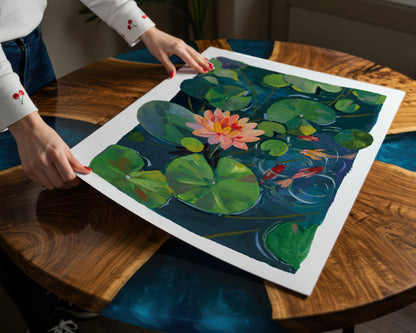Lotus pond Study I- Nature Wall Art Print