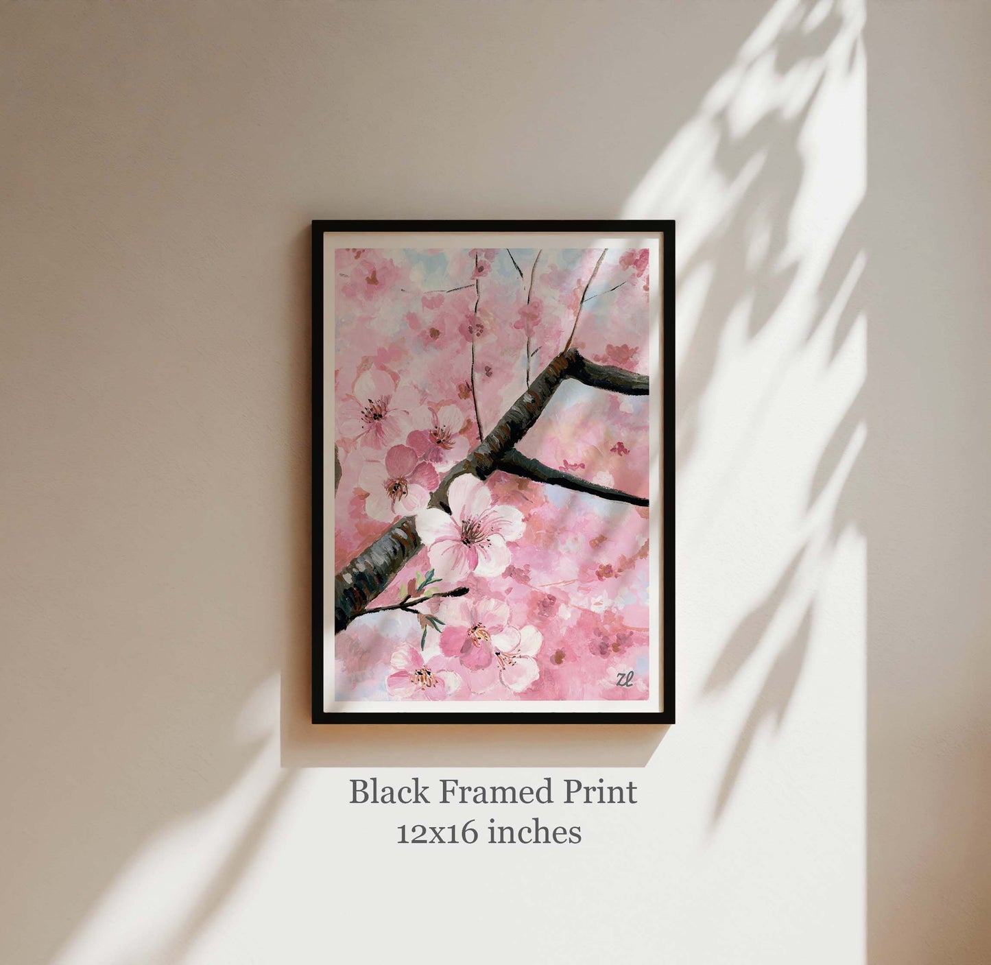 Cherry Blossom Art Print- Cotton Candy Gouache Art