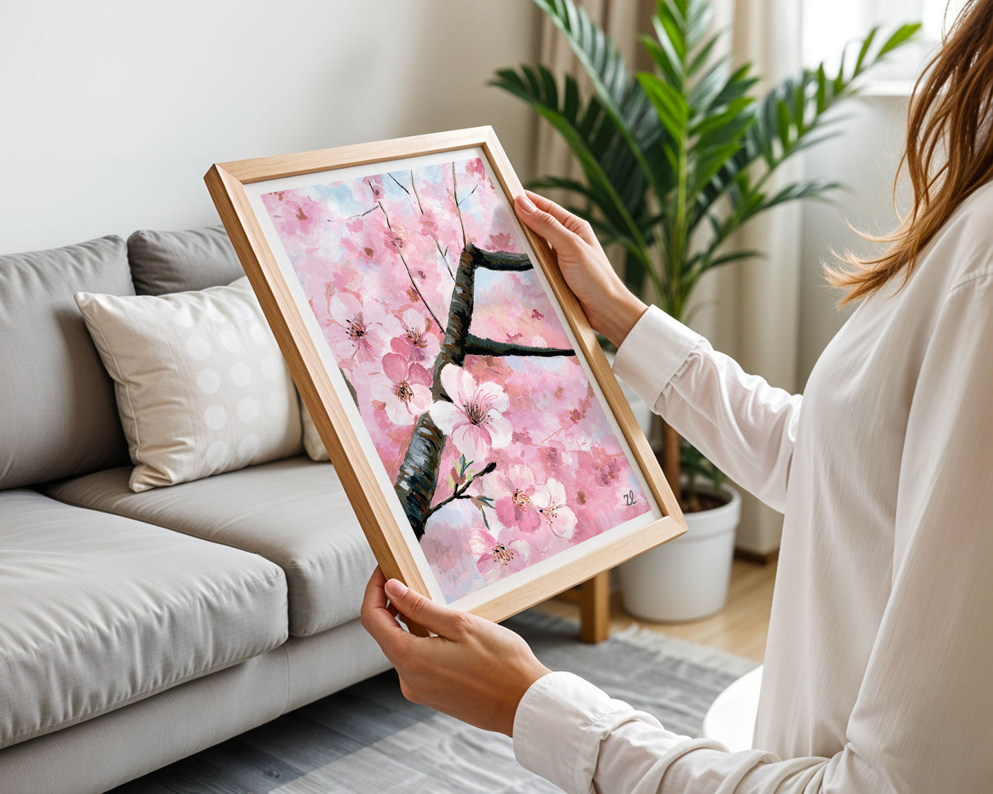 Cherry Blossom Art Print- Cotton Candy Gouache Art