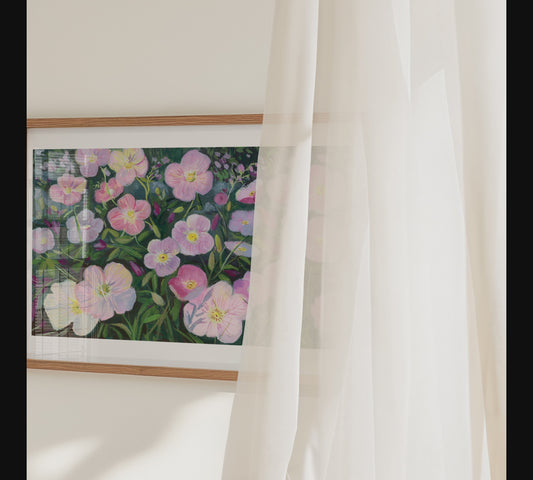 Primrose Wildflower Art Print, Gouache Flower Painting, Delicate Botanical Wall Art, Morning Meadow Nature Decor