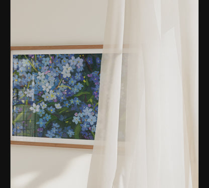 Forget-Me-Not Flower Wall Art | Dreamy Blue Floral Gouache Painting