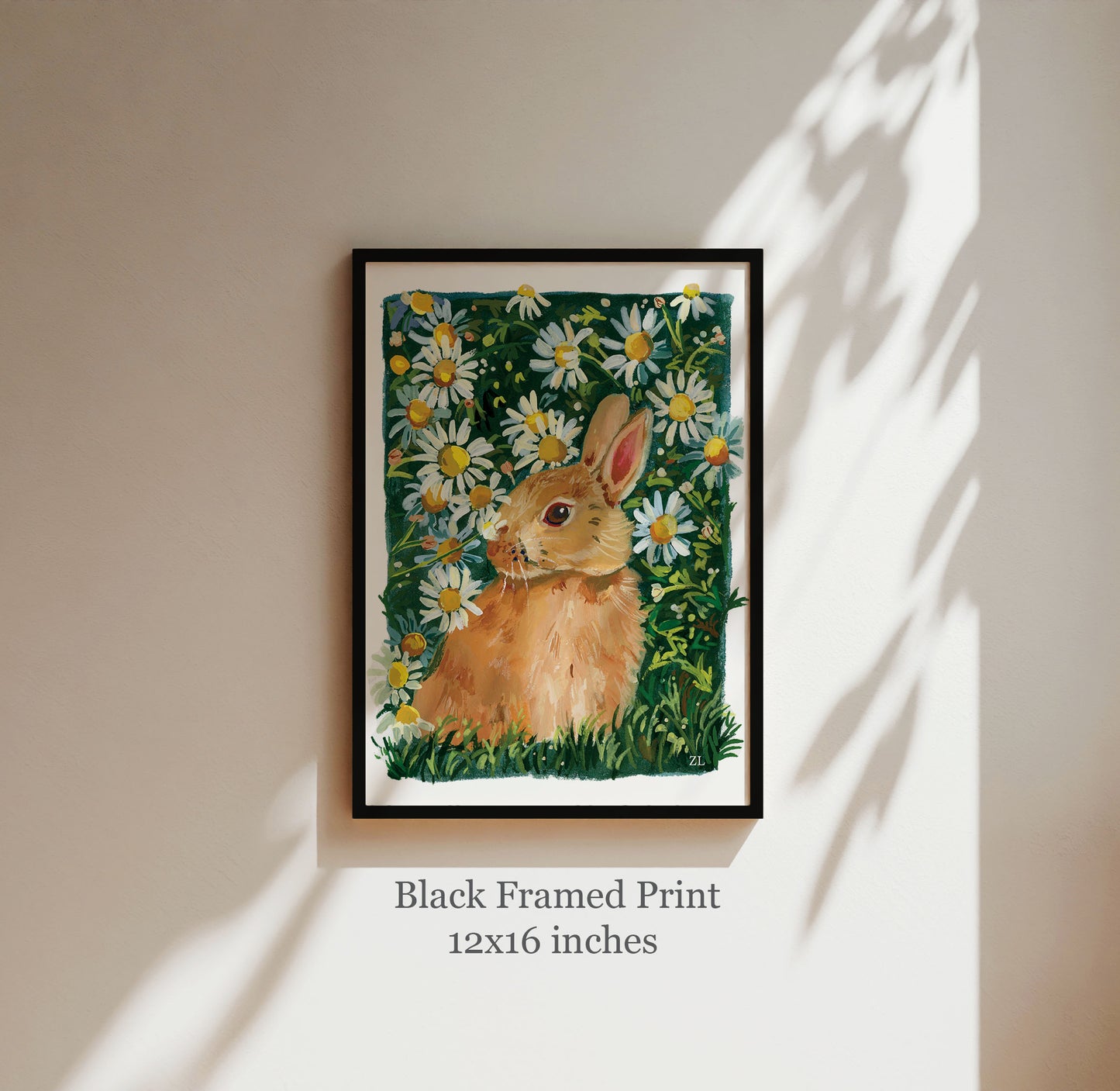 Daisy Meadow Bunny – Cute Rabbit Art Print