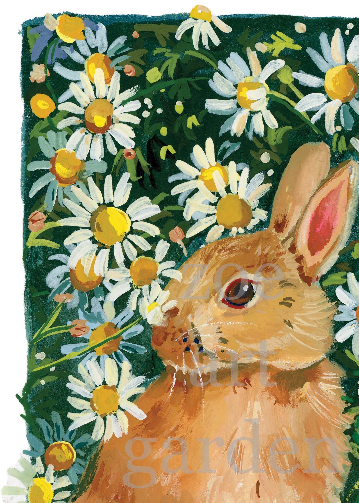 Daisy Meadow Bunny – Cute Rabbit Art Print