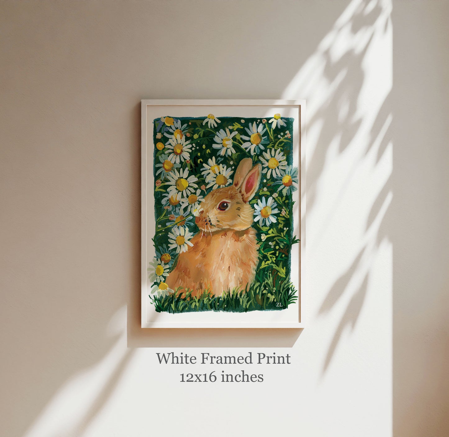 Daisy Meadow Bunny – Cute Rabbit Art Print
