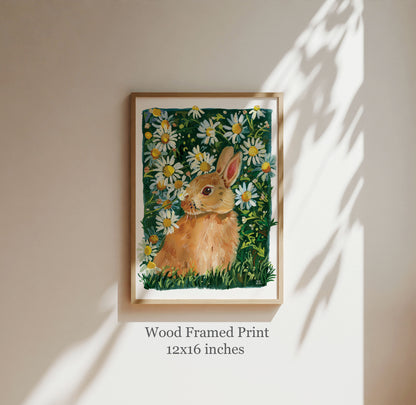 Daisy Meadow Bunny – Cute Rabbit Art Print