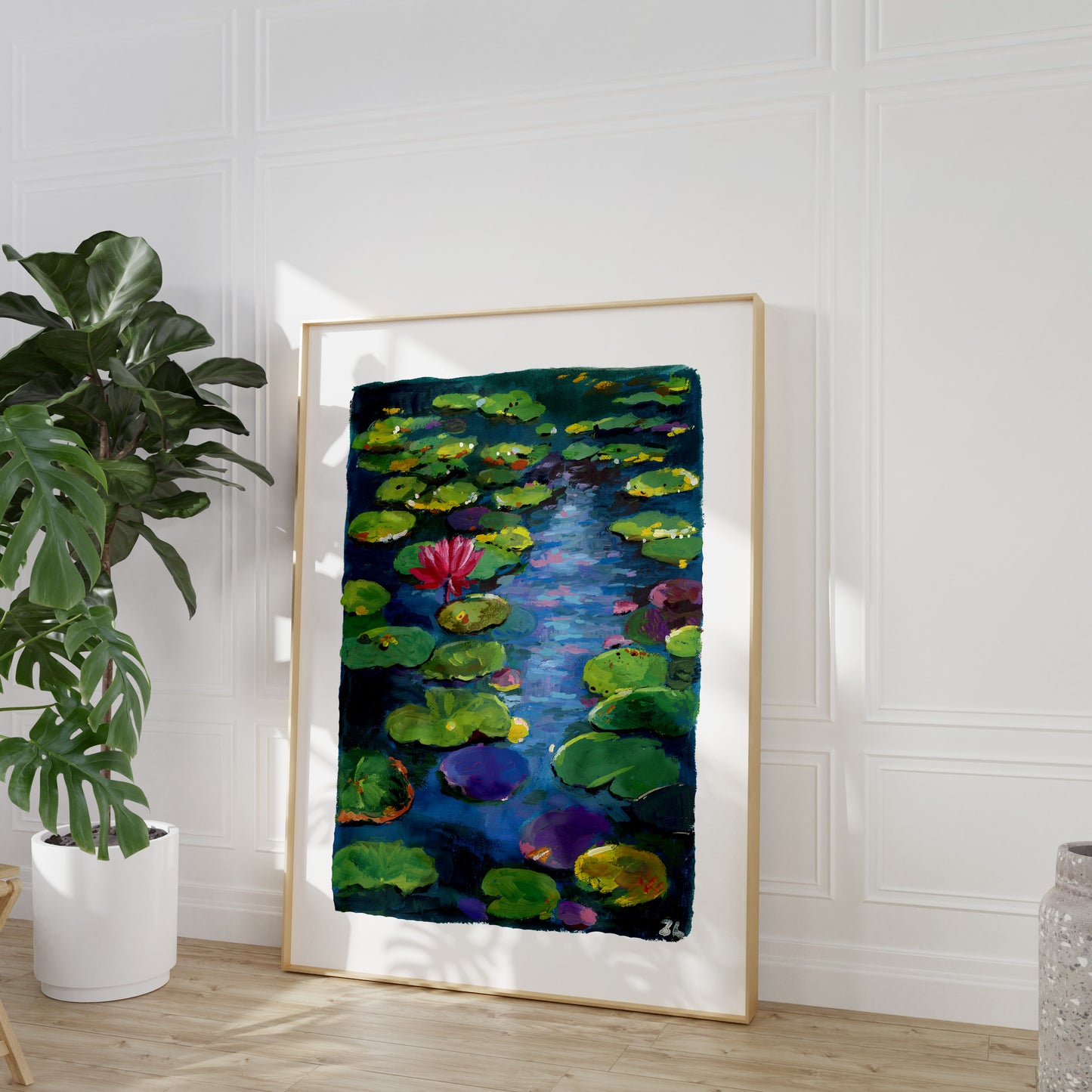 Lotus pond Study III-The reflection- Gouache art print