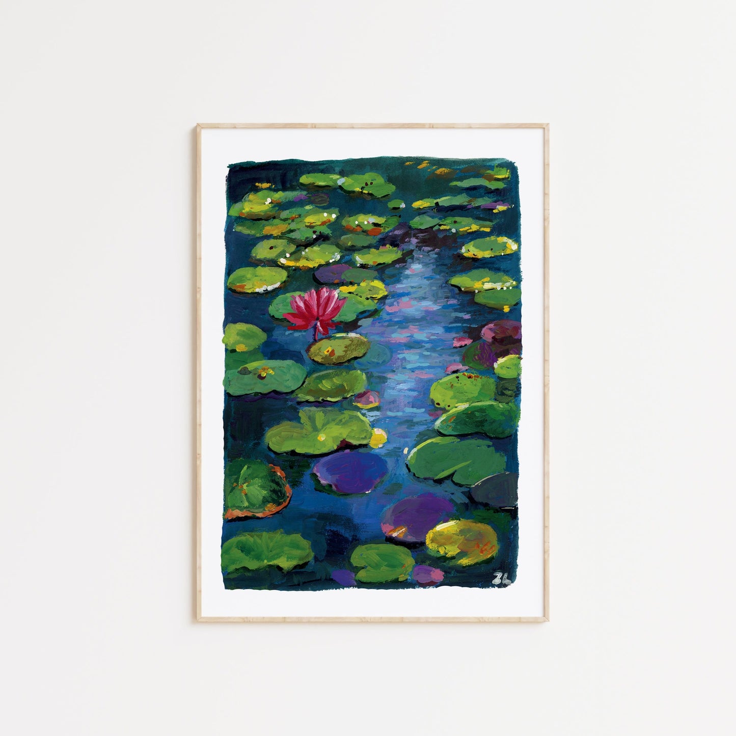 Lotus pond Study III-The reflection- Gouache art print
