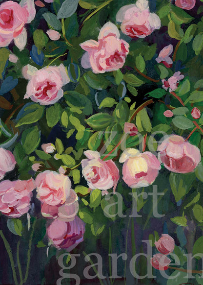 Pink Climbing Rose – Botanical Garden Art Print
