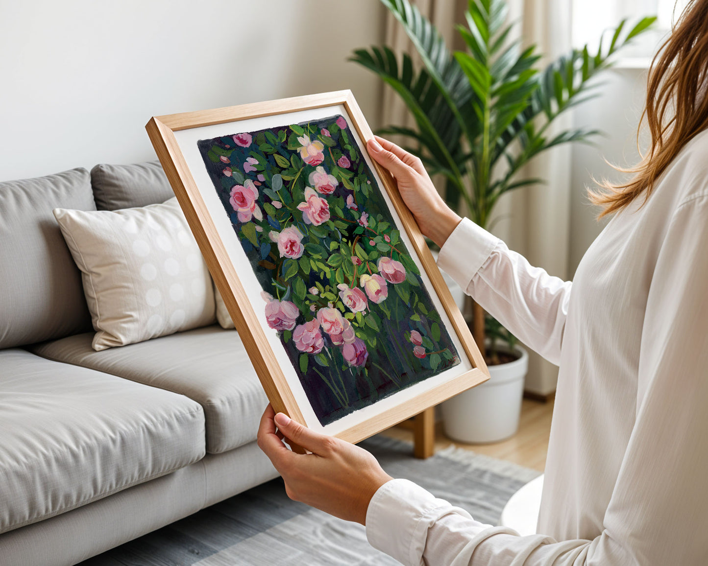 Pink Climbing Rose – Botanical Garden Art Print