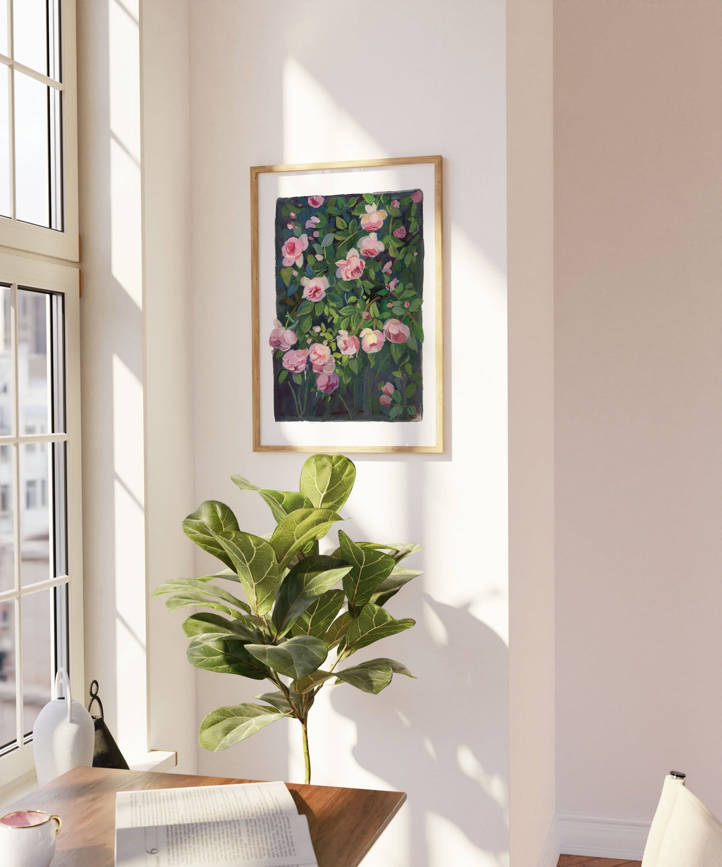Pink Climbing Rose – Botanical Garden Art Print