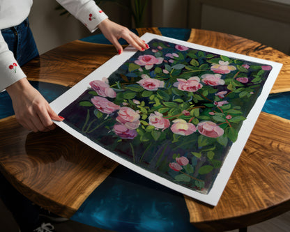 Pink Climbing Rose – Botanical Garden Art Print